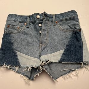 Levi's 501 Mid Rise Colorblock Denim Shorts